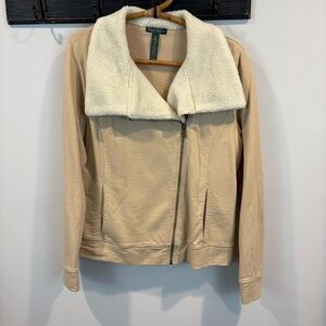 Ralph Lauren Jeans Sherpa Fleece Collar Moto Jacket Size XL